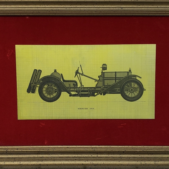 Vtg. Red Velvet Framed 1913 Mercer Wall Decor on Metal - Picture 3 of 8